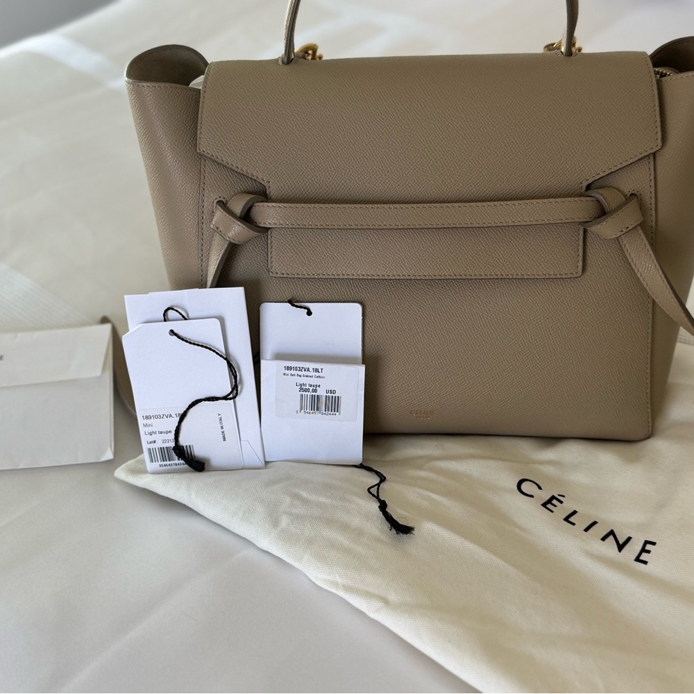 Celine Elegant Taupe Leather Handbag
